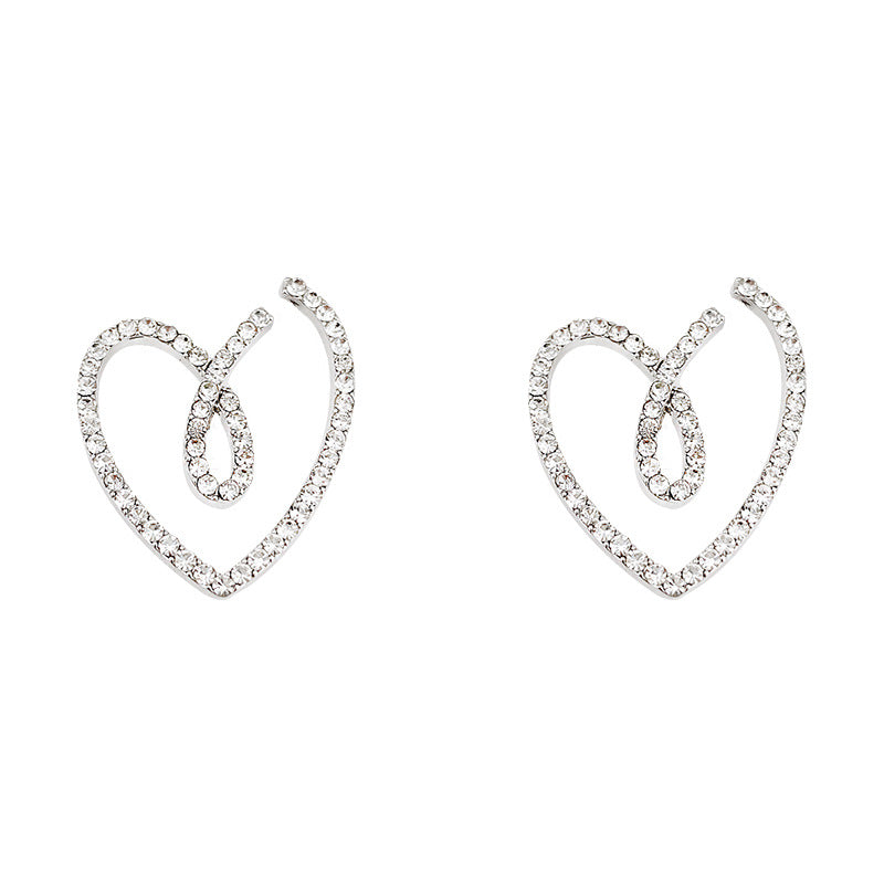 Wholesale 925 Silver Needle with Diamond Heart Alloy Earrings
